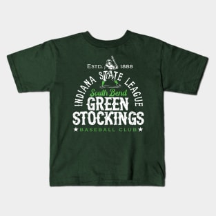 South Bend Green Stockings Baseball Kids T-Shirt